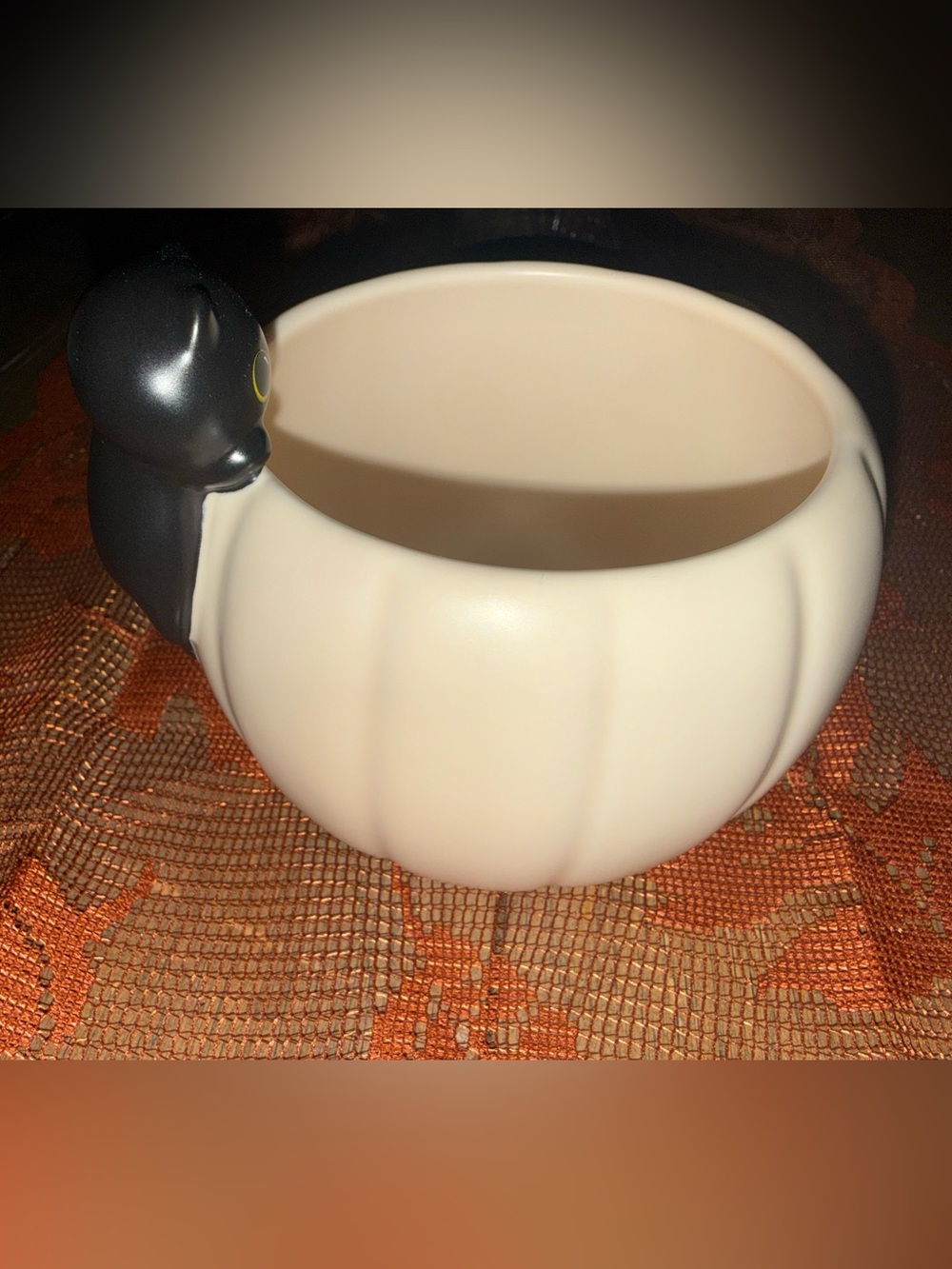 Starbucks Black Cat Ceramic Pumpkin Bowl - Cream